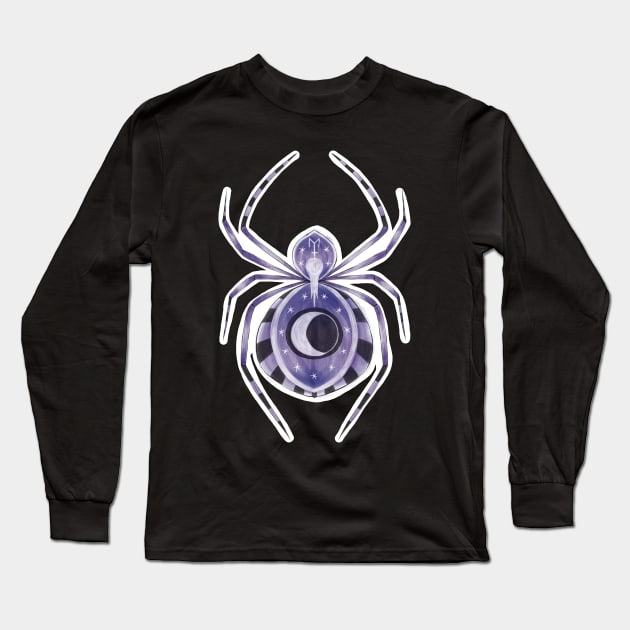 Purple and Black Space Spider Long Sleeve T-Shirt by Metal Tea